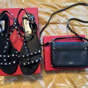 Classic Valentino Stud Sandals with matching Valentino Purse